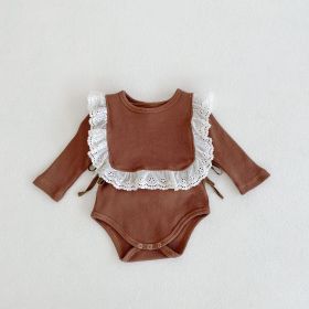 Autumn Solid Triangle Baby Solid Bodysuit (Option: Khaki-90cm)