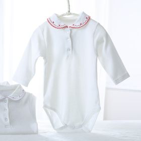 Baby Girl's Pure Cotton Lapel Triangle Romper (Option: Red-90cm)