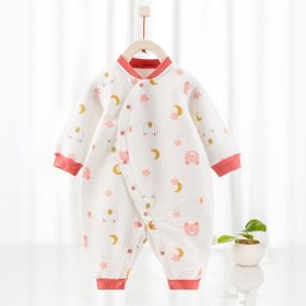 Cotton Thermal Clip Silk Onesie Newborn Climbing Baby Clothes (Option: Bear powder-59cm)