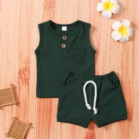 Casual Baby Boy Clothes Suit Cartoon Cow Print (Option: Green-70cm)