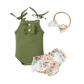Infant Three-color Sunken Stripe Name Tag Buckle Sling Baby's Gown Swing (Option: Green-80cm)