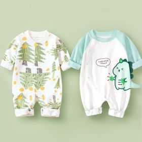 Cotton Long Sleeved Spring Clothing Children's Jumpsuit (Option: Little Forest Green Dinosaur-73cm)