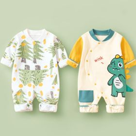 Cotton Long Sleeved Spring Clothing Children's Jumpsuit (Option: Little Forest Little Dinosaur-66cm)