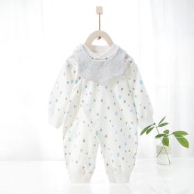 Baby's Pure Cotton Thermal Jumpsuit (Option: Happy rainy season blue-90cm)