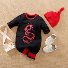 Jumpsuit Spring And Autumn Hooded Baby (Option: SHE3202 Red Dragon-59cm)