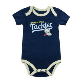 Baby Triangle Jumpsuit Casual Onesie Romper (Option: Tail Blue Embroidery Car Word-6M)