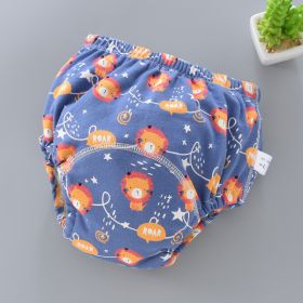 Baby Training Pants Washable 6-layer Gauze Diaper Cover (Option: Orange Lion On Blue Background-M Code-5PCS)