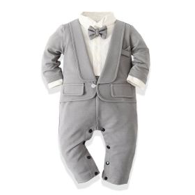 Boys' Cotton Long-sleeved Jumpsuit (Option: Gray-70)