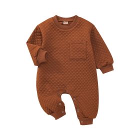 Round Neck Long Sleeve One-piece (Option: Dark Brown-70CM)