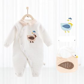 Cotton Thermal Clip Silk Onesie Newborn Climbing Baby Clothes (Option: Seagull apricot-66cm)