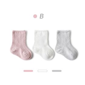 Baby  Autumn New Style Non-tight Leg Socks Pure Color (Option: Light Pink Group-S)