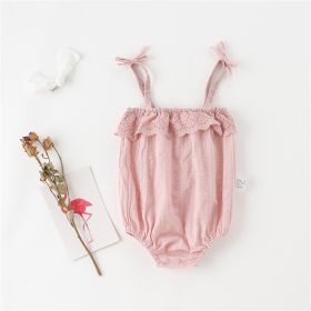 Cool And Lovely Baby Conjoined Thin Climbing Suit Summer Jumpsuit (Option: Pink-80cm)