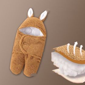 Baby Hold Newborn Thickened Out Wrap Swaddle Sleeping Bag (Option: The khaki split the legs-70x80cm)