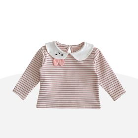 Newborn Baby Clothes Two Piece Rabbit Collar (Option: Striped top-73cm)
