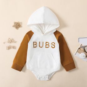 Patchwork Letter BUBS Hooded Romper (Option: Brown-100cm)