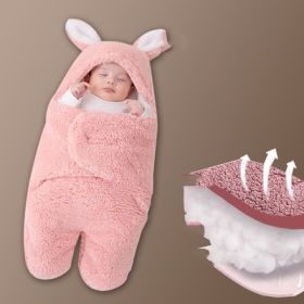 Baby Hold Newborn Thickened Out Wrap Swaddle Sleeping Bag (Option: Pink leg parting-62cm)