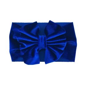 Headband Oversized Gold Velvet Bow (Color: Blue)