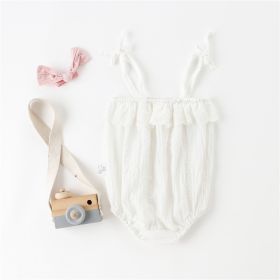 Cool And Lovely Baby Conjoined Thin Climbing Suit Summer Jumpsuit (Option: White-80cm)
