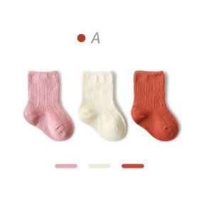 Baby  Autumn New Style Non-tight Leg Socks Pure Color (Option: Coral Group-M)