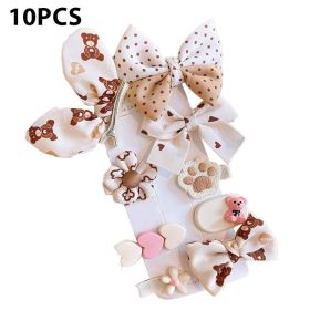 Cartoon Baby Girl Hair Clips Cute Bear Children Hairpin Bowknot Knitted Flower Kids Barretees Baby Hair Accessories (Color: B- 2)