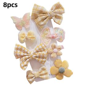 8/9/10Pcs/Set Cartoon Baby Girl Hair Clips Cute Bear Children Hairpins Bowknot Knitted Flower Kids Barretees Baby Hair Accessori (Color: C- 1)