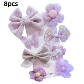 8/9/10Pcs/Set Cartoon Baby Girl Hair Clips Cute Bear Children Hairpins Bowknot Knitted Flower Kids Barretees Baby Hair Accessori (Color: D-4)