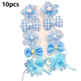 8/9/10Pcs/Set Cartoon Baby Girl Hair Clips Cute Bear Children Hairpins Bowknot Knitted Flower Kids Barretees Baby Hair Accessori (Color: E-5)