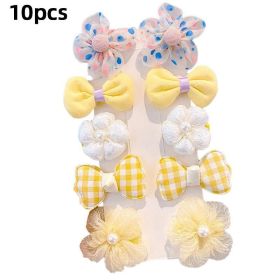 8/9/10Pcs/Set Cartoon Baby Girl Hair Clips Cute Bear Children Hairpins Bowknot Knitted Flower Kids Barretees Baby Hair Accessori (Color: E-3)