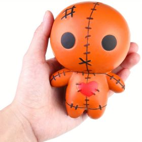 1pc, Mexican Day Of The Dead Squishy Slow Rebound Ghost Doll, Halloween Whole Person Toys, Squeeze Vent PU Simulation Toys, Creative Small Gift, Holid (Color: Orange)