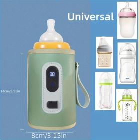 USB Cartoon Milk Warmers With Three Degrees Of Temperature Adjustment And Display; Portable Milk Bottle Insulation Sleeve At Home And Outdoors; Heated (Color: Green With 5 Display)
