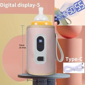 USB Cartoon Milk Warmers With Three Degrees Of Temperature Adjustment And Display; Portable Milk Bottle Insulation Sleeve At Home And Outdoors; Heated (Color: Plnk With 5 Display)