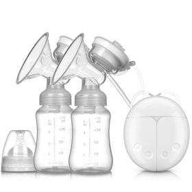 Best-selling Double Suction Baby Feeder Massage Moms Helper Hands Free Electric Breast Pump Bottle Milk Extractor (Color: White)