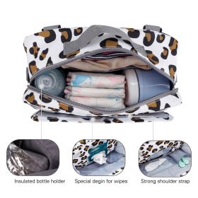Waterproof baby print stroller bag storage hanging bag diaper bag mother and baby mommy bag (select: Mommy Bag-Leopard print)