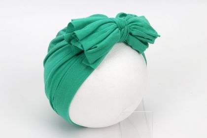 Baby Girls Headwrap Bowknot Cotton Cloth Turban Toddler Ear Hat Kids Head Cap Baby Hats (Color: Green)