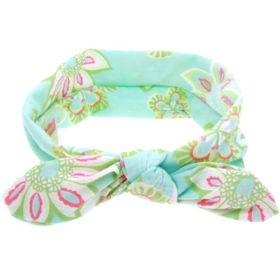 Baby Girl Headbands Bohemian Floral Style Vintage Flower Printed Elastic Head Wrap Twisted Hair Accessories (Color: Green)