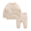 Baby Solid Color Knitted Cardigan Combo Trousers 1 Pieces Sets