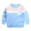 Boy Logo Embroidered Pattern Contrast Design Pullover College Style Sweater