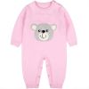 Baby Girl Cartoon Bear Graphic Long Sleeves Knit Thermal Jumpsuit
