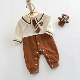 Baby Girl Cartoon Bear Embroidered Pattern College Style Kids Valentine's Day Clothes (Color: Brown, Size/Age: 90 (12-24M))