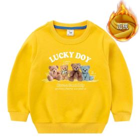 Baby Cute Bear Pattern Crewneck Cotton Hoodies In Autumn (Color: Yellow, Size/Age: 120 (5-7Y))