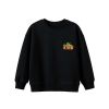 Children Patched Pattern Solid Color Crewneck Cotton Hoodies