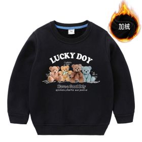 Baby Cute Bear Pattern Crewneck Cotton Hoodies In Autumn (Color: Black, Size/Age: 120 (5-7Y))
