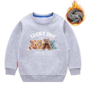 Baby Cute Bear Pattern Crewneck Cotton Hoodies In Autumn (Color: Grey, Size/Age: 90 (12-24M))