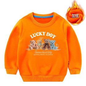 Baby Cute Bear Pattern Crewneck Cotton Hoodies In Autumn (Color: Orange, Size/Age: 140 (8-10Y))