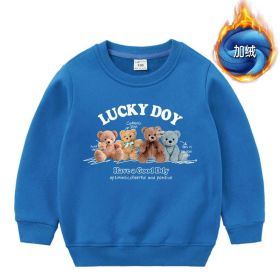 Baby Cute Bear Pattern Crewneck Cotton Hoodies In Autumn (Color: Blue, Size/Age: 120 (5-7Y))