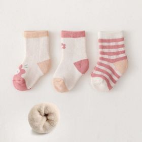 Baby Cartoon Print Pattern Thickened Soft Cotton Socks (Color: Pink, Size/Age: XS (0-6M))