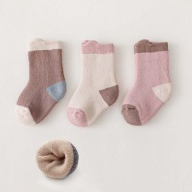 Baby Cartoon Print Pattern Thickened Soft Cotton Socks (Color: Light Pink, Size/Age: L (3-5Y))