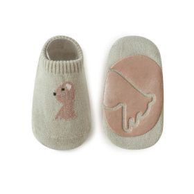Kids Girl Embroidered Pattern Non-Slip Floor Soft Socks (Color: Green, Size/Age: S (0-1Y))