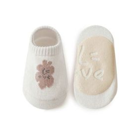 Kids Girl Embroidered Pattern Non-Slip Floor Soft Socks (Color: White, Size/Age: S (0-1Y))