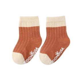 Baby Two Colors Contrast Boneless Bottom Dispensing Socks 1 Lot = 5 Pairs (Color: Brown, Size/Age: M (1-2Y))